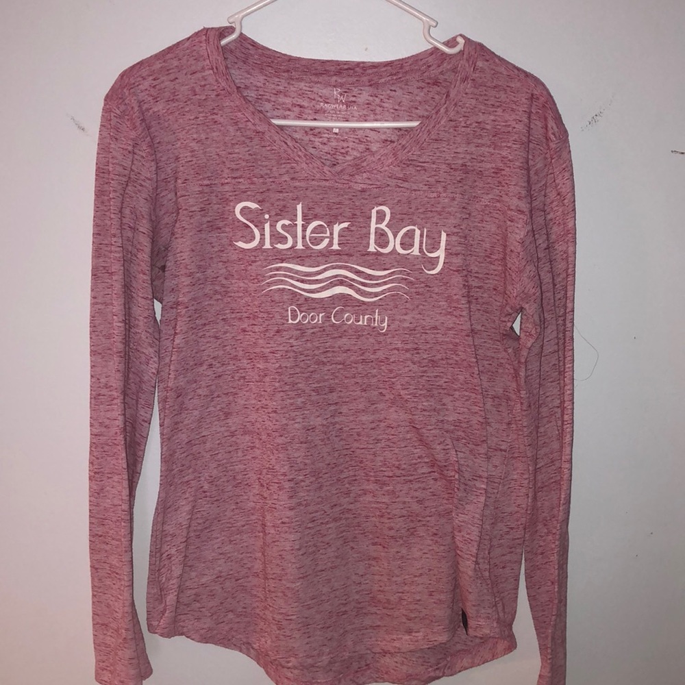 RW Rag Wear USA “Sister Bay - Door County” Pink Heathered Long Sleeve sh…